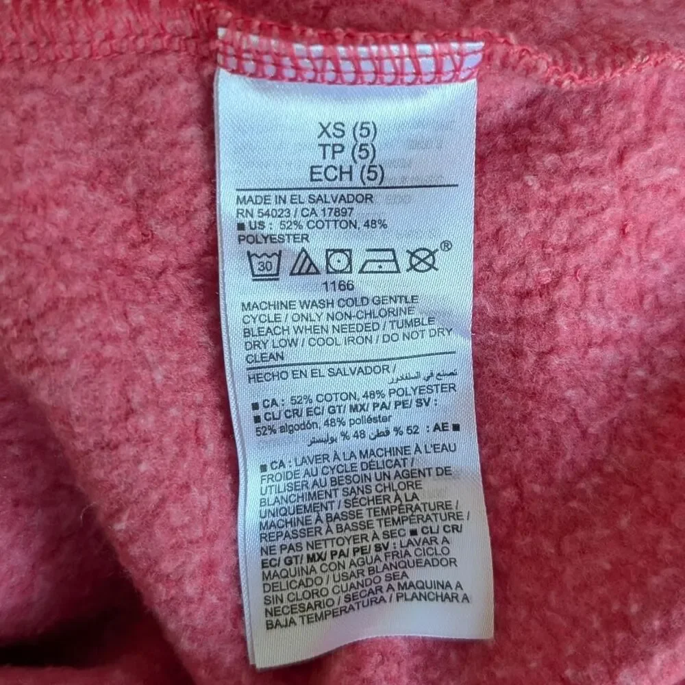 Old Navy Girls Size 5T Pink Heart Graphic Print Pullover Hoodie Sweatshirt
